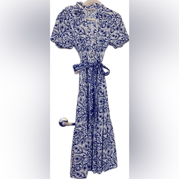 Erica Wilson Nantucket XS Pomegranate Print Maxi or Midi Long Dress - Picture 2 of 11